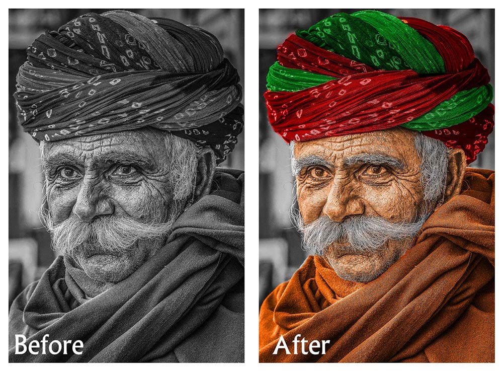 black & white to color project in photoshop