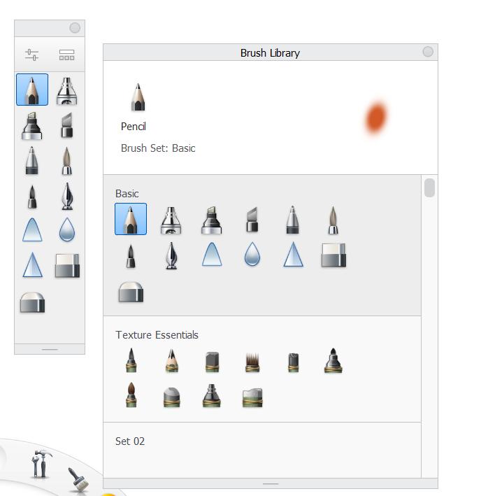 Brushes in sketchbook