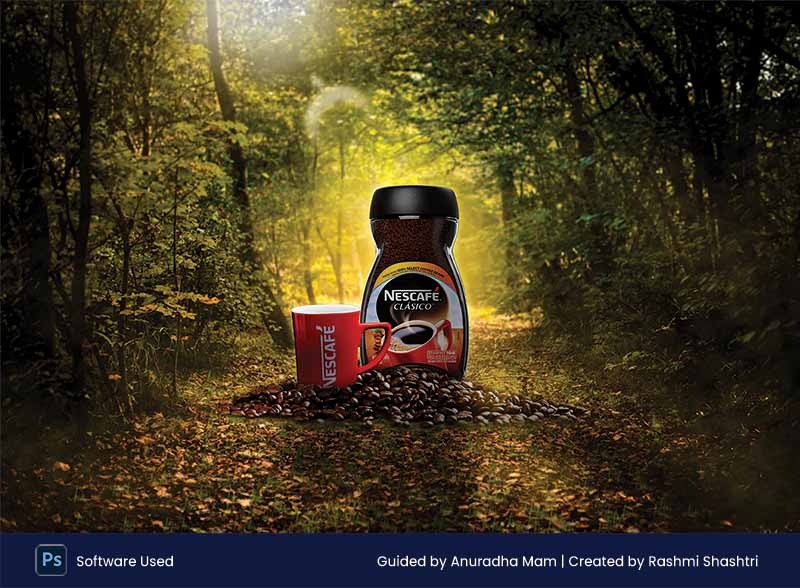 Nescafe wallpaper design in Photoshop