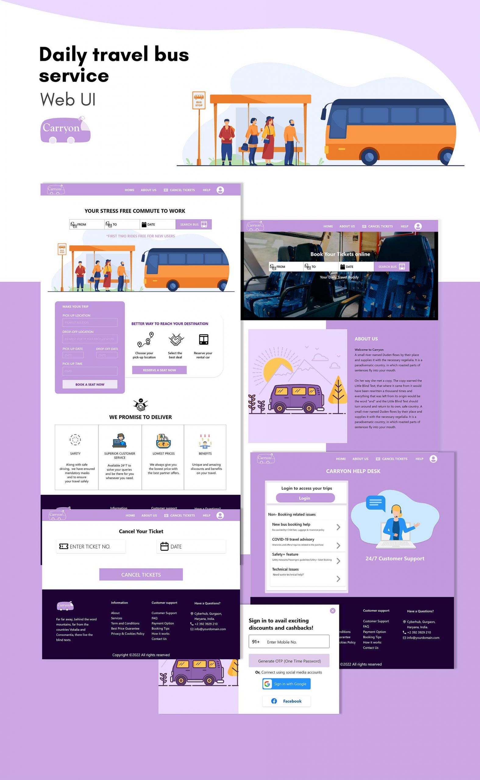 Travel bus service web desktop ui