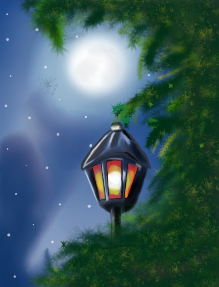 Moonlight portrait digital painting in sketchbook