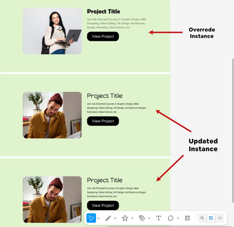overrode updated instances in figma