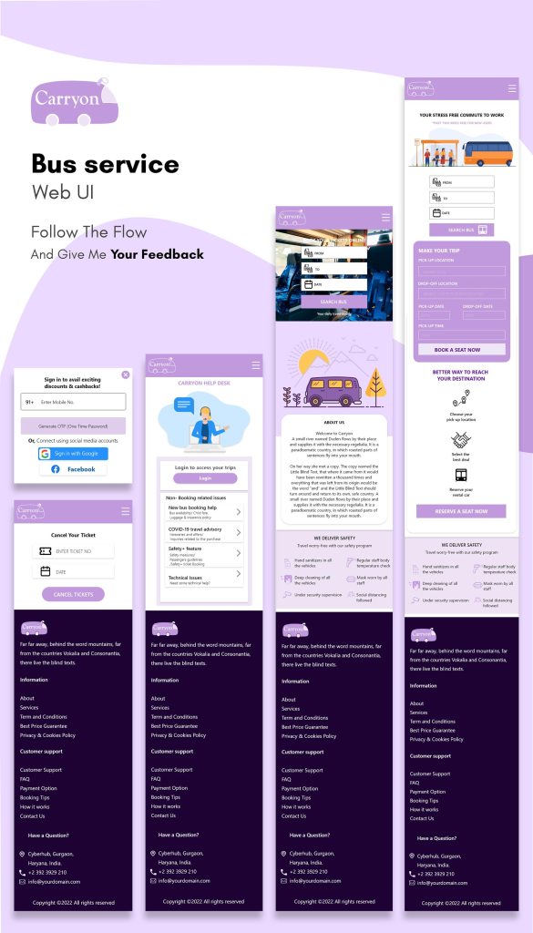 Travel bus service web mobile ui