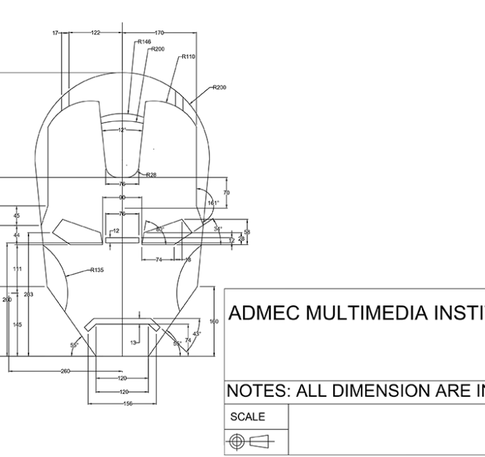 Mechanical Robot Head Drawing